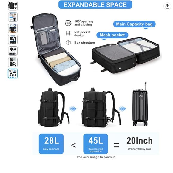 Travel Backpack Laptop Expandable Flight Carry on Waterproof 17inch Laptop Bag main image 5